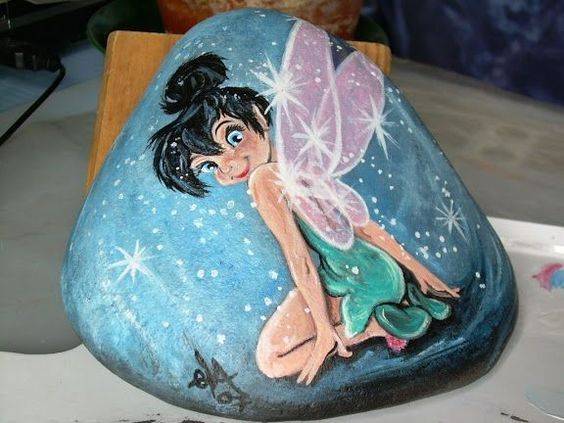 迪士尼带翅膀的花仙子小精灵彩色石头画图片大全_8