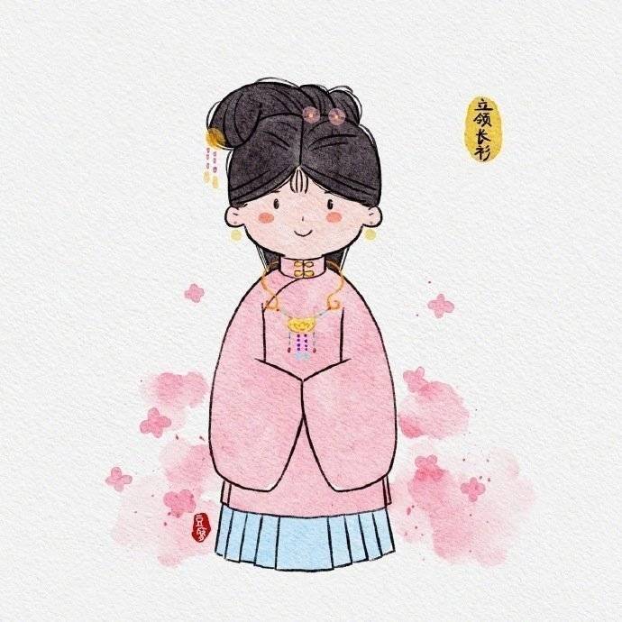 古风汉服长裙女孩简笔画图片大全_4