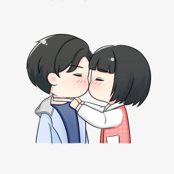 二次元卡通亲嘴接吻情侣头像_12