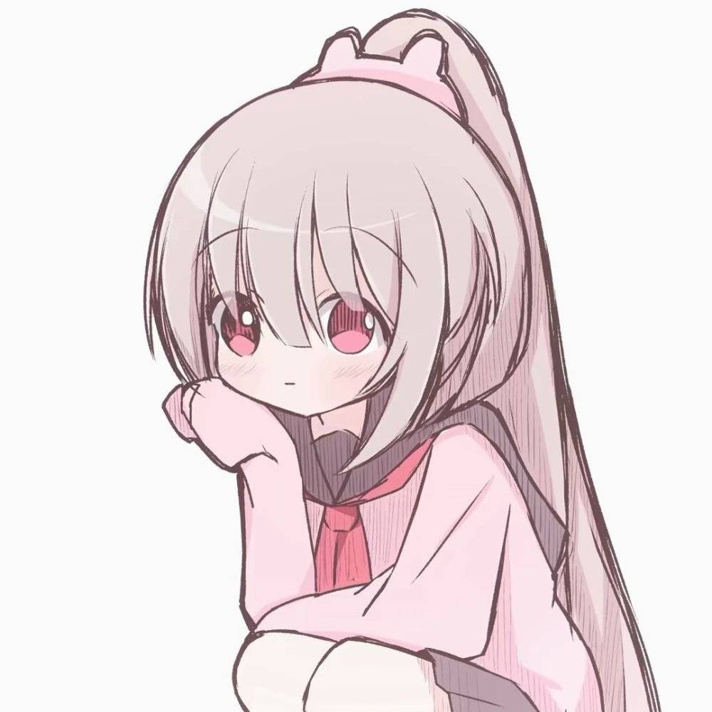 二次元粉色系大眼睛可爱卡通女头_4