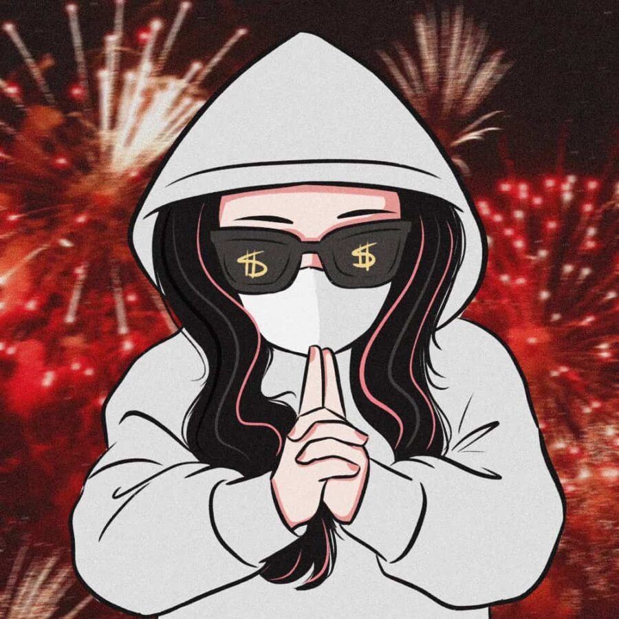 闺蜜一夜暴富有钱发财女生头像 手绘动漫戴眼镜女孩闺蜜头像_5