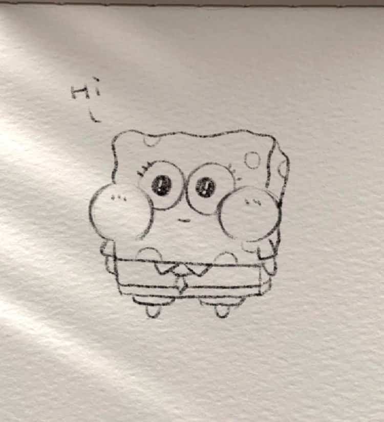可愛卡通人物黑白簡筆畫集錦 海綿寶寶章魚哥等小動物簡筆畫_7