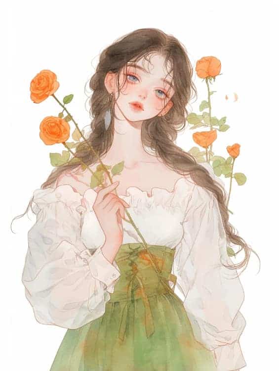 感性好看的温柔女生和红色玫瑰花微信闺蜜头像_41