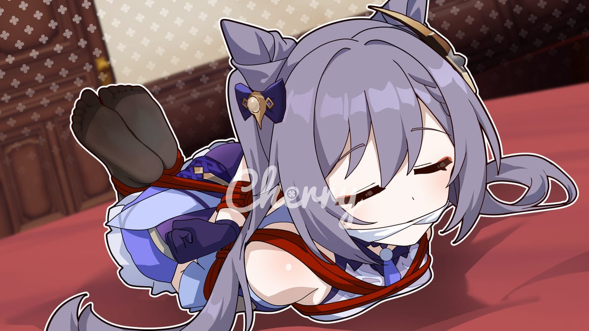 二次元猫娘手脚被绑五花大绑图片_3
