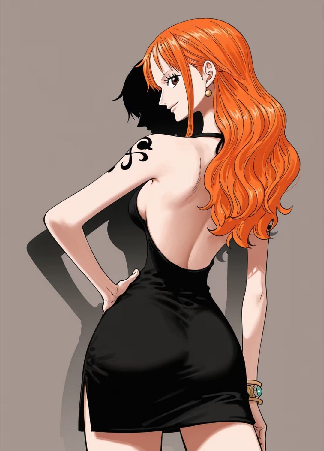 海贼王娜美深V开叉露背礼服二次元图片_3