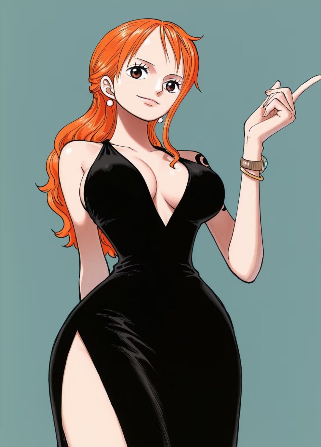 海贼王娜美深V开叉露背礼服二次元图片_4