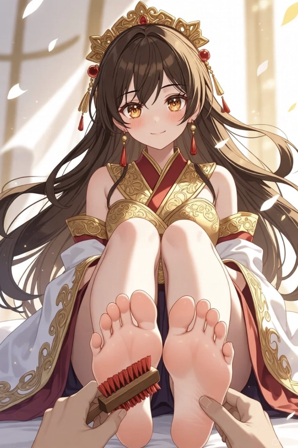 刷子刷女帝脚心二次元图片,高冷女帝怕挠脚心吗?_2