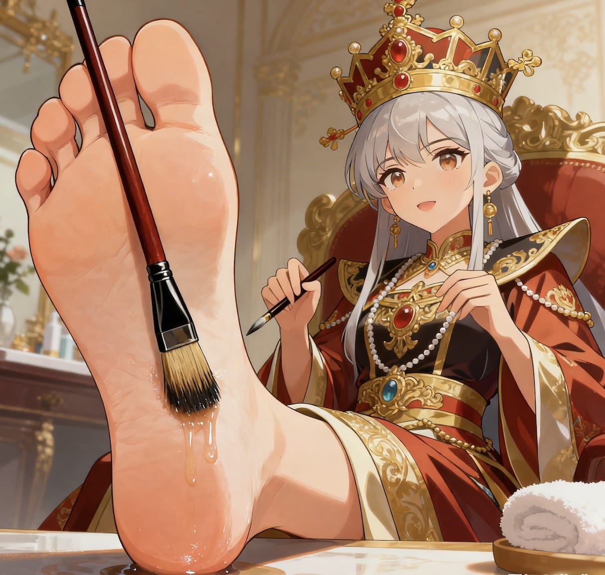 刷子刷女帝脚心二次元图片,高冷女帝怕挠脚心吗?_3