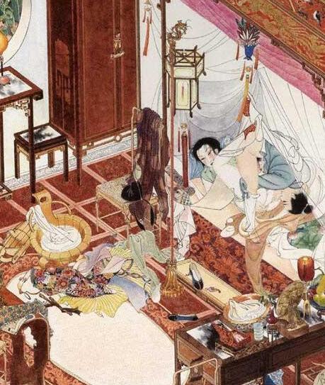 古代让人脸红的椅子春凳男女图片_3