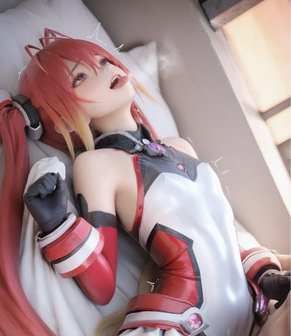 二次元美女脸红吐热气图片_1