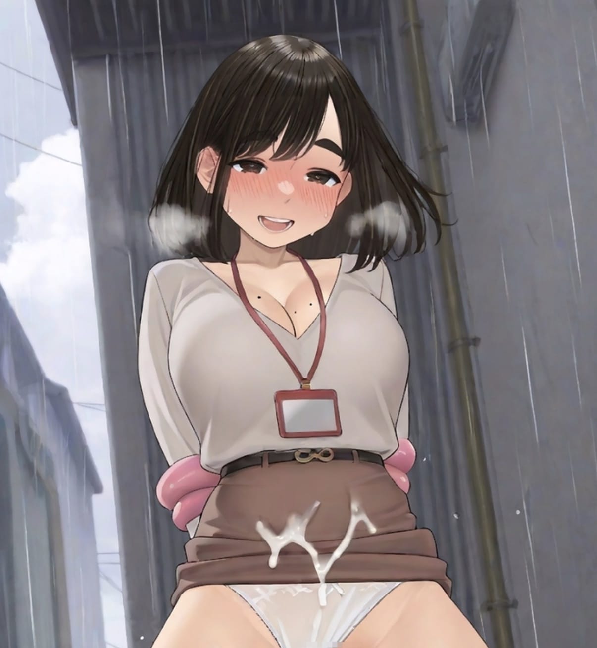 二次元美女脸红吐热气图片_2