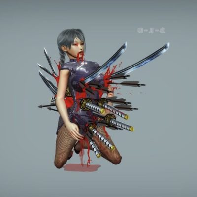 二次元美女胸口中刀死亡图片