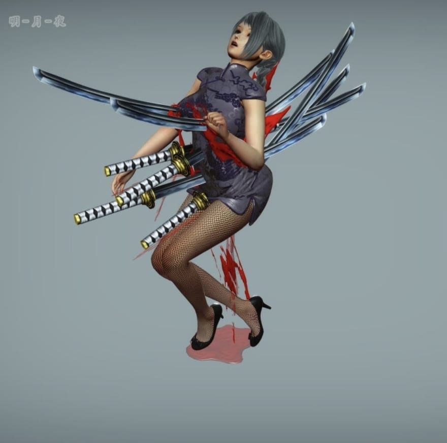 二次元美女胸口中刀死亡图片_3