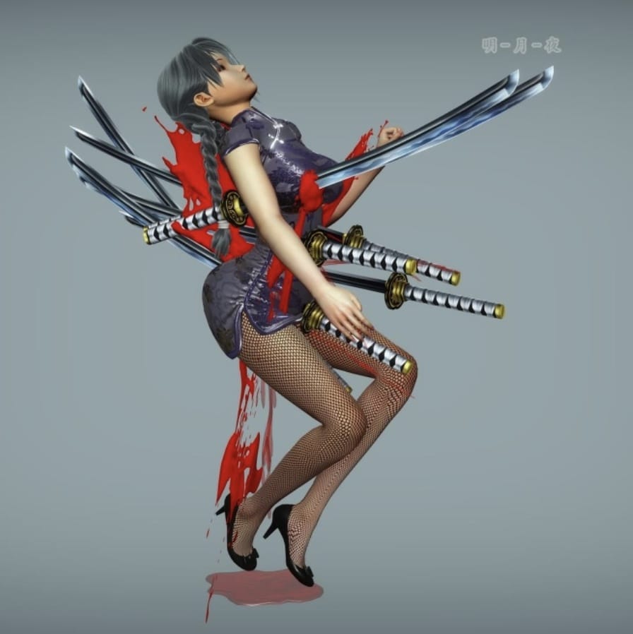 二次元美女胸口中刀死亡图片_5