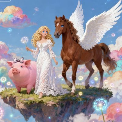 一个美女一头猪一匹马二次元图片