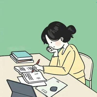 二次元女生写作业素材图片