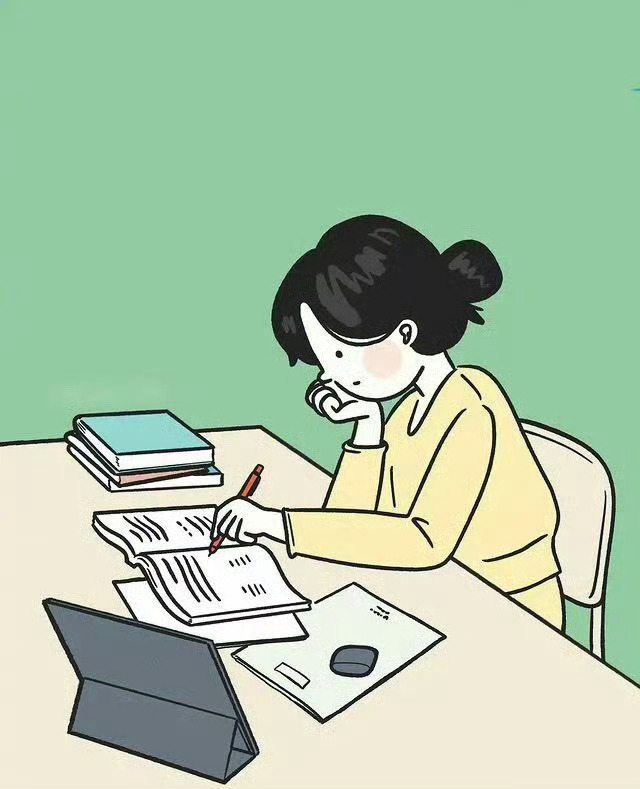 二次元女生写作业素材图片_1