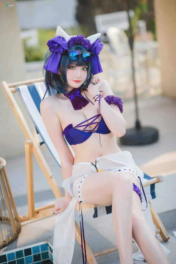 瓜希酱Cosplay二次元碧蓝航线柴郡泳装_2
