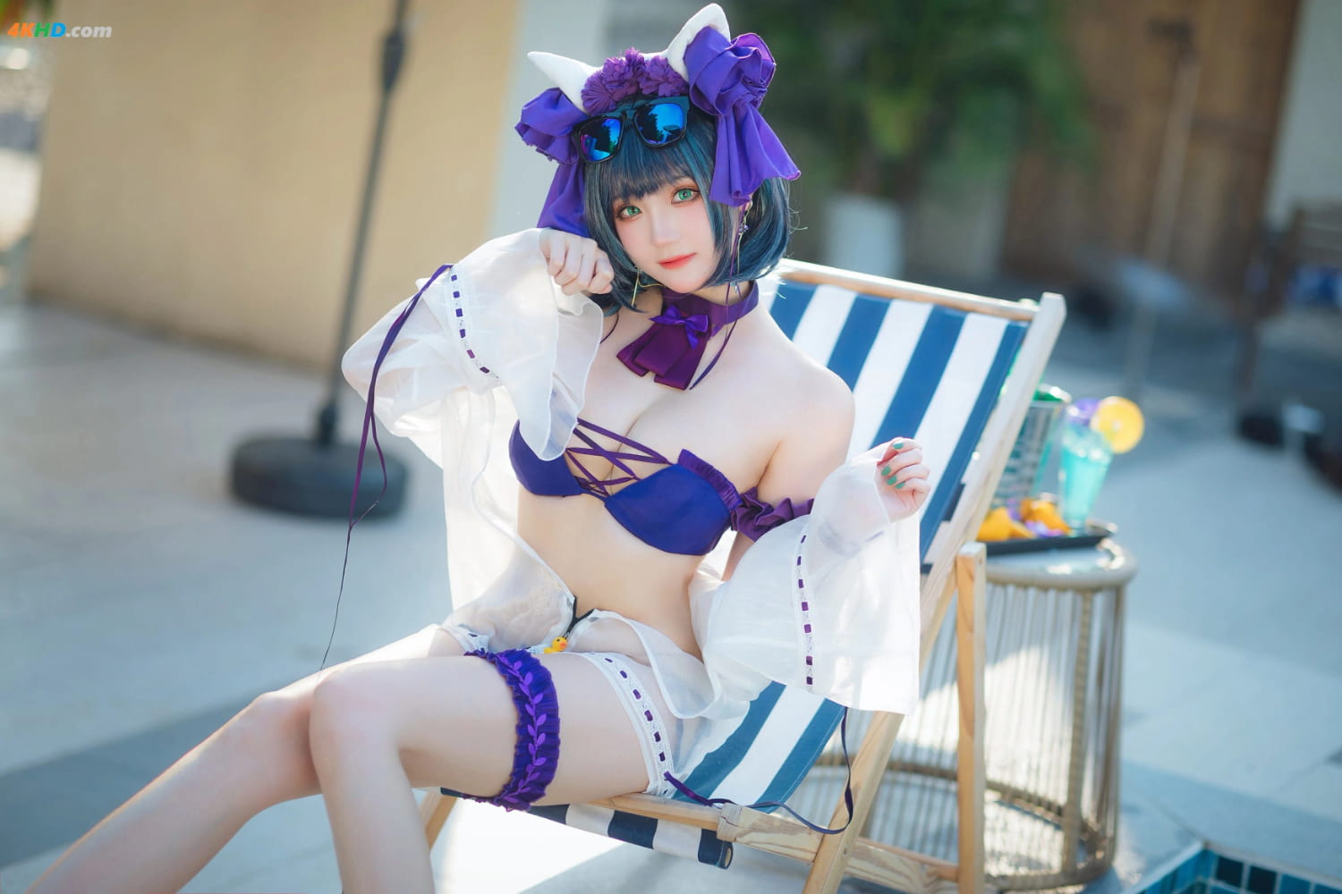 瓜希酱Cosplay二次元碧蓝航线柴郡泳装_4