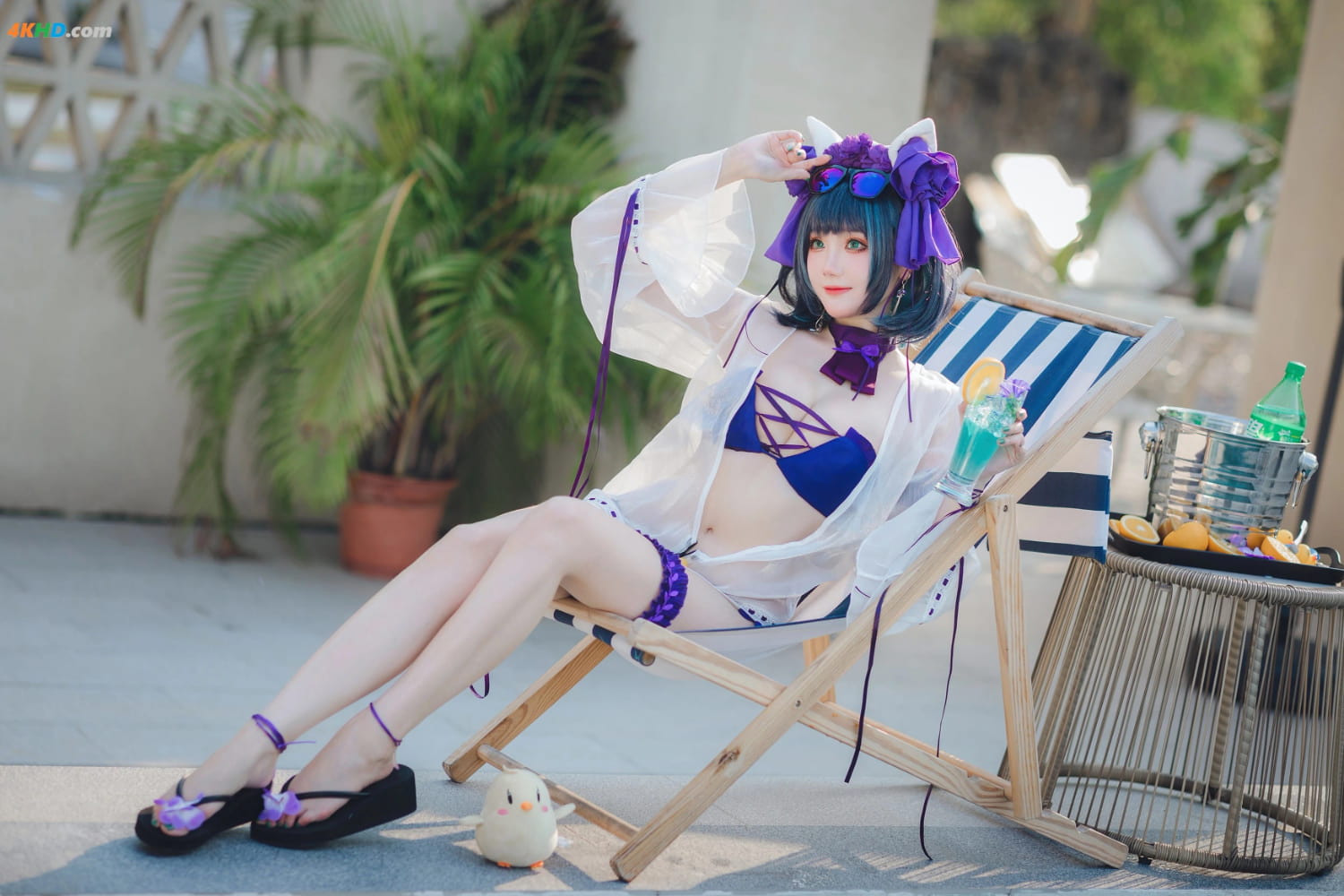 瓜希酱Cosplay二次元碧蓝航线柴郡泳装_7