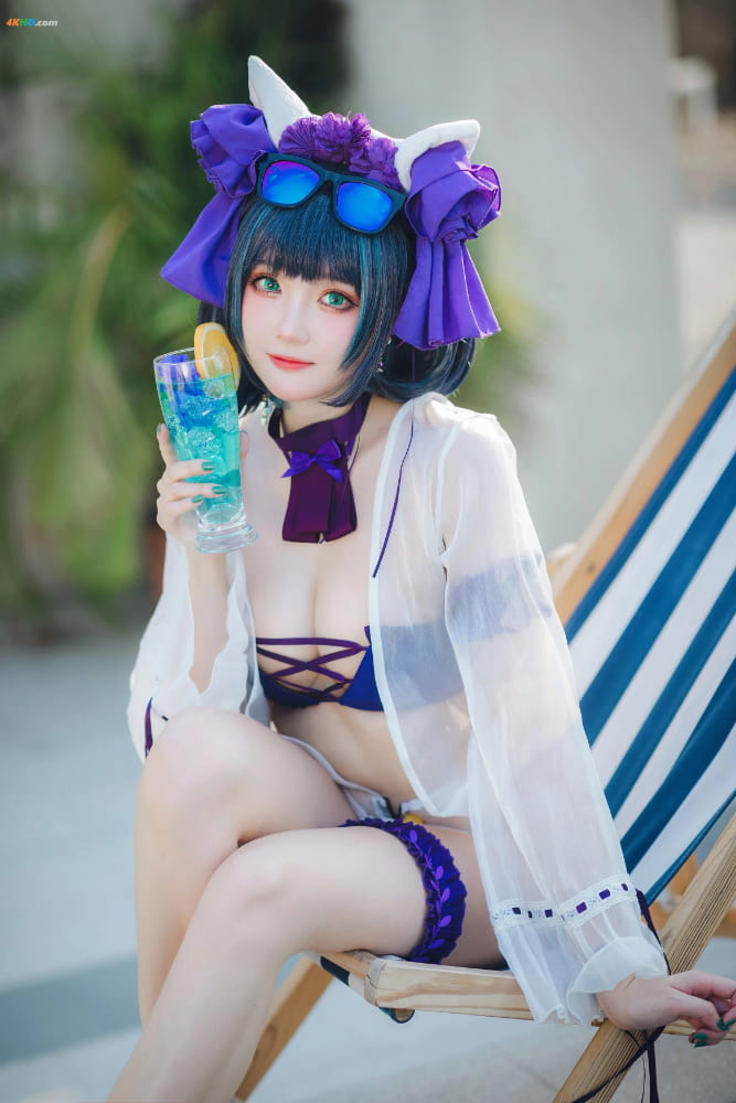 瓜希酱Cosplay二次元碧蓝航线柴郡泳装_8