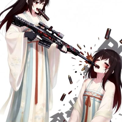 少女啃巴雷特图片二次元