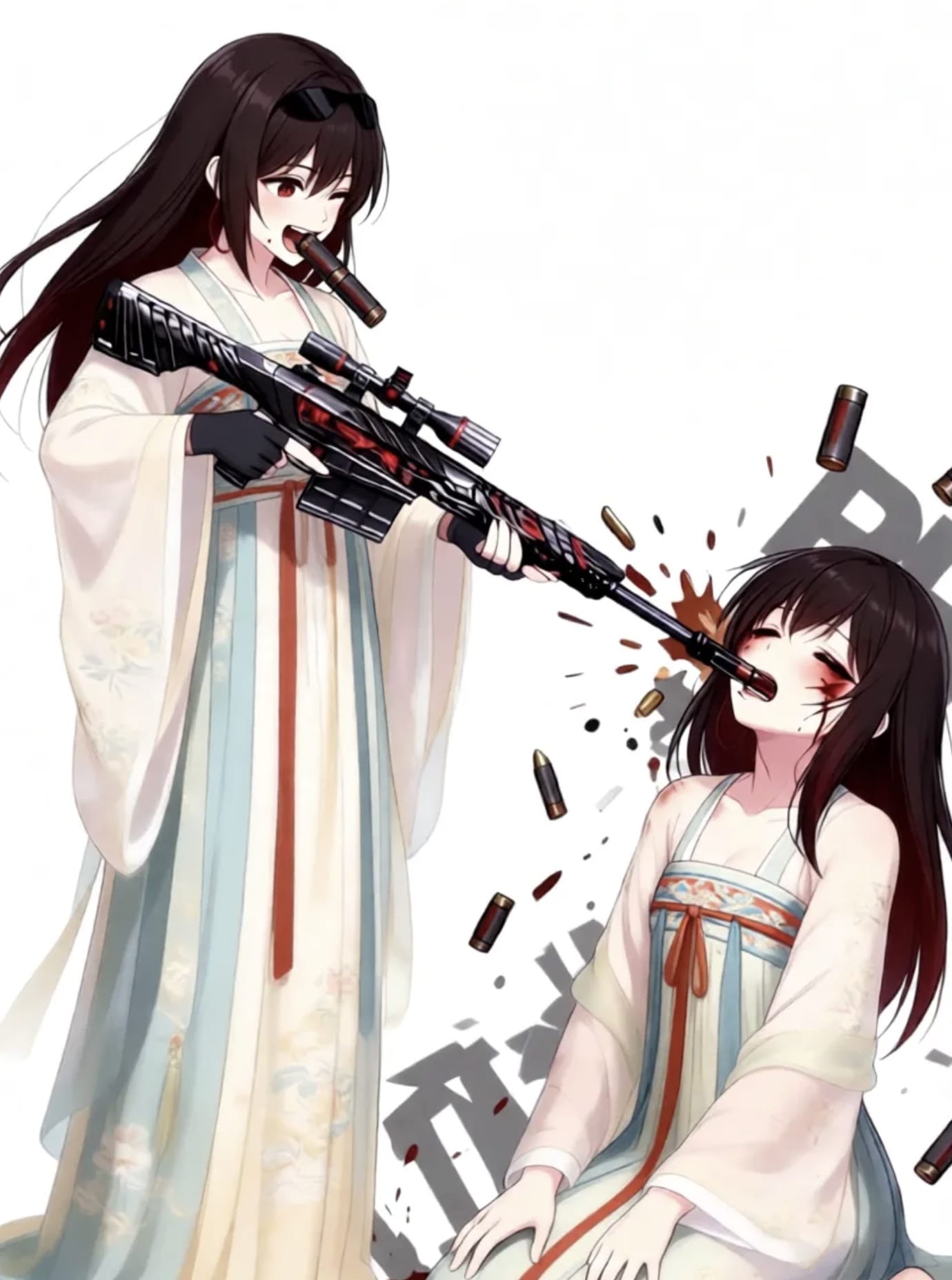 少女啃巴雷特图片二次元_1