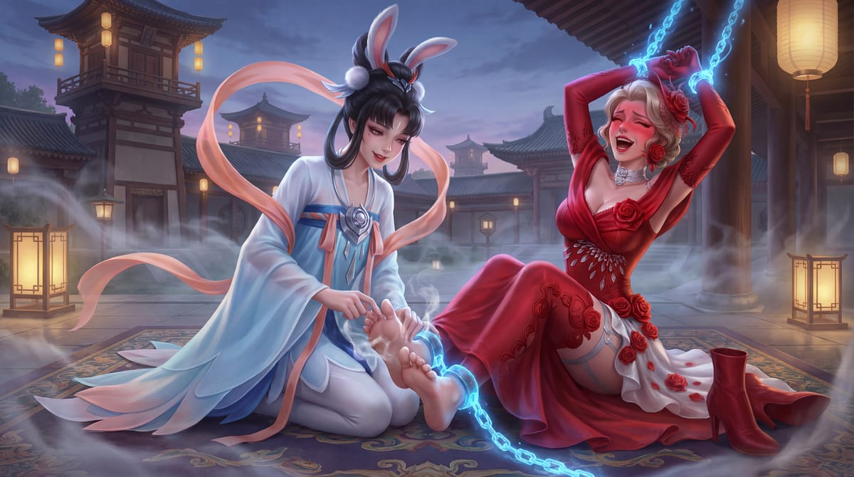 《王者荣耀》嫦娥芈月铁链捆绑挠痒痒胳肢窝挠脚心二次元图片_4