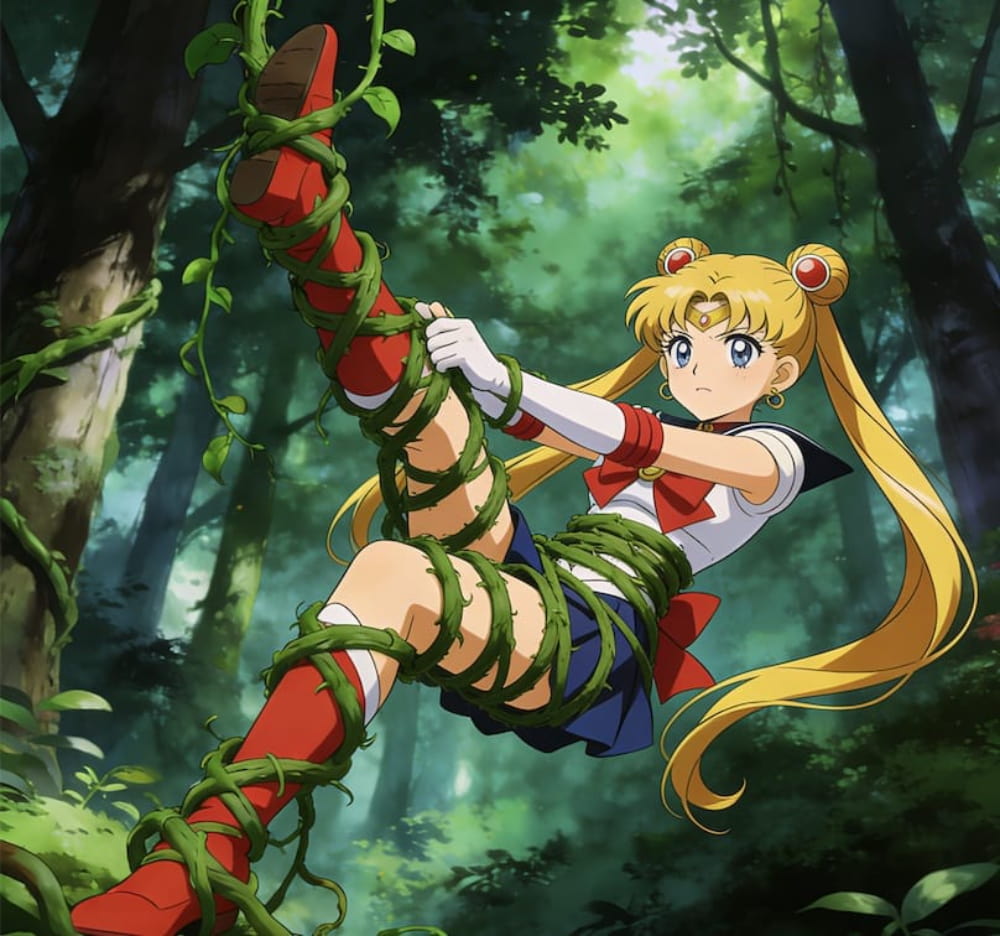 美少女战士被藤蔓缠住后怎么自救图片演示_2