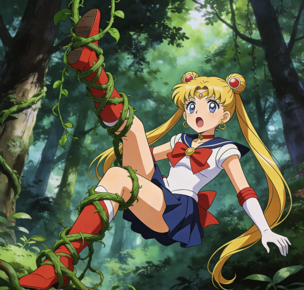 美少女战士被藤蔓缠住后怎么自救图片演示_1