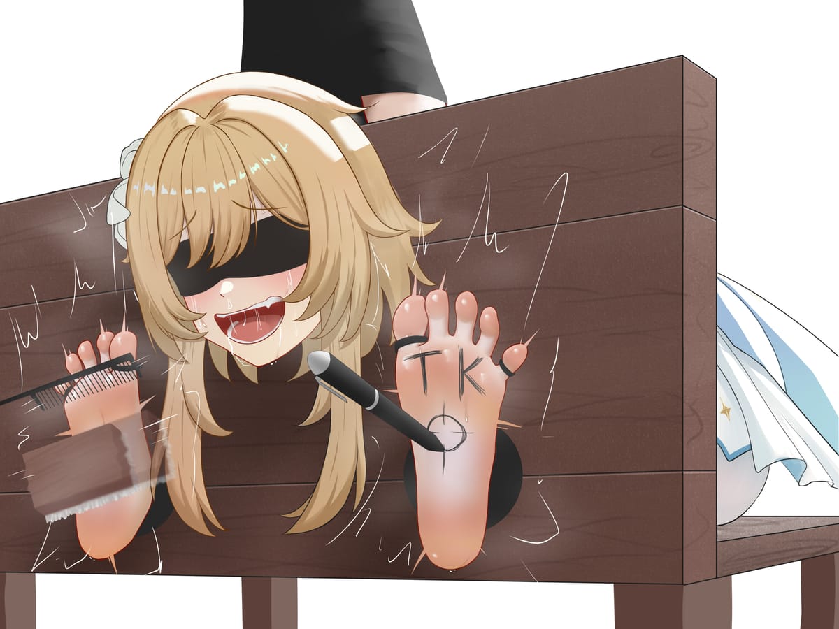 《原神》同人创作荧带枷锁捆绑脚趾头脚板心脚丫子挠痒痒TK二次元图片_4