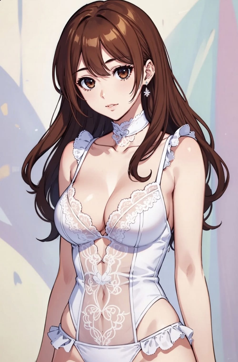 二次元御姐穿搭连体白色蕾丝内衣图片_1