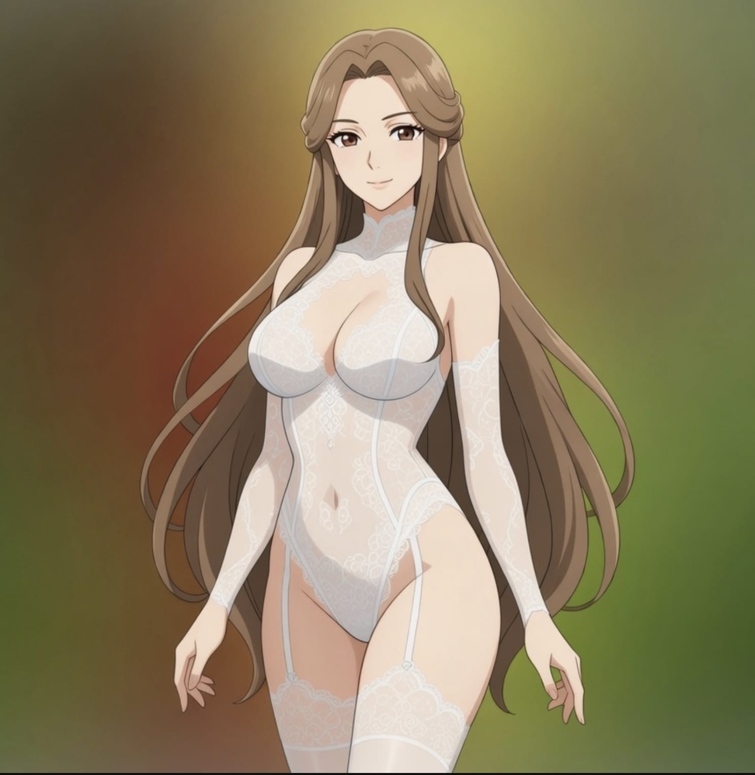 二次元御姐穿搭连体白色蕾丝内衣图片_3