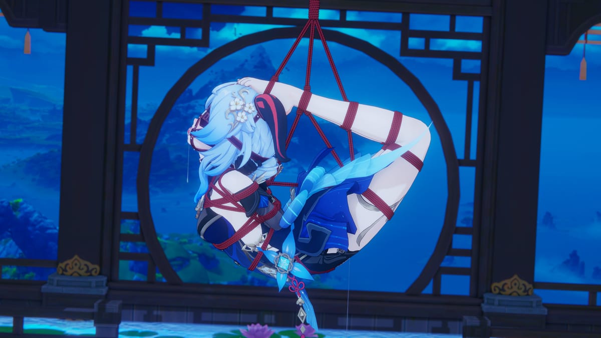 原神女角色甘雨战败束手束脚红绳驷马吊悬图片_4