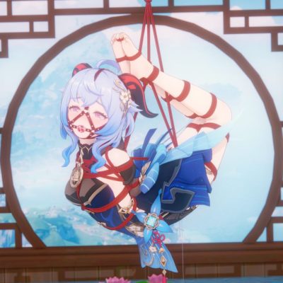 原神女角色甘雨战败束手束脚红绳驷马吊悬图片