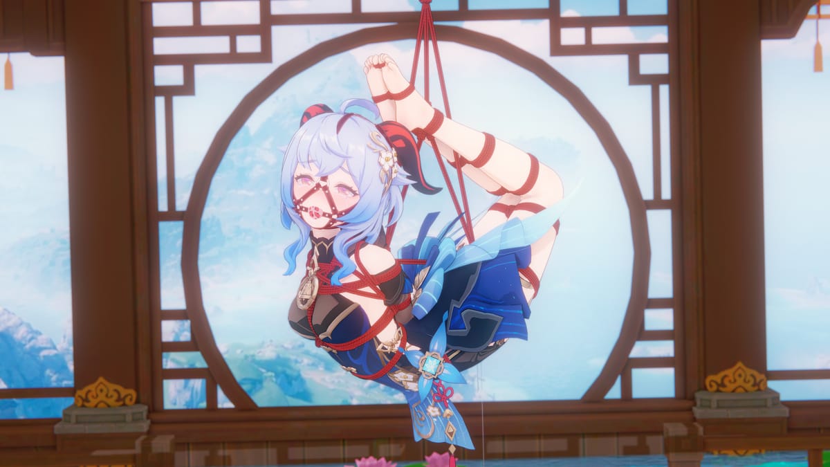 原神女角色甘雨战败束手束脚红绳驷马吊悬图片_3