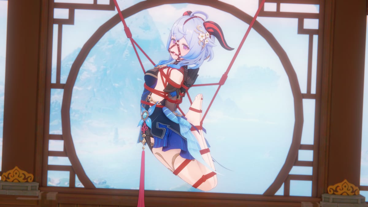 原神女角色甘雨战败束手束脚红绳驷马吊悬图片_2