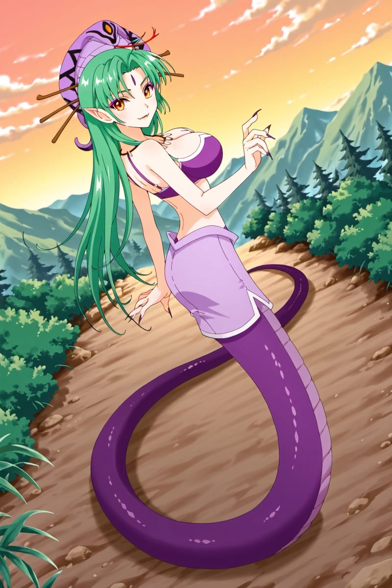 二次元女孩双腿渐渐变成蛇尾图片_3