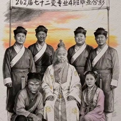 孙悟空三星洞毕业照合影恶搞