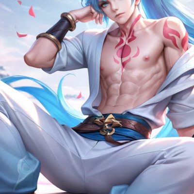 亚连王者男英雄腹肌内裤穿搭风格二次元图片
