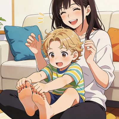 西风小孩tk怕痒挠妈妈的脚心二次元图片