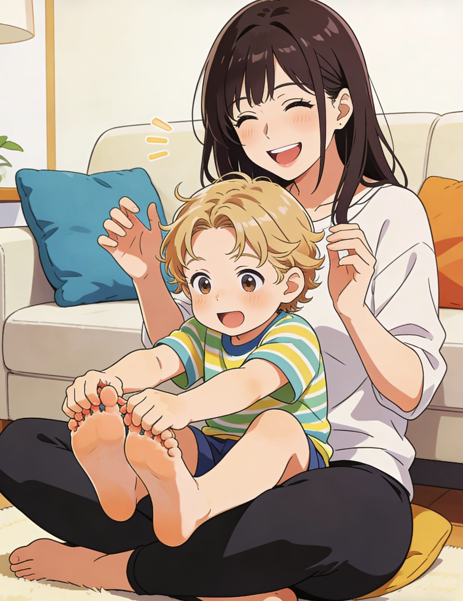 西风小孩tk怕痒挠妈妈的脚心二次元图片_1