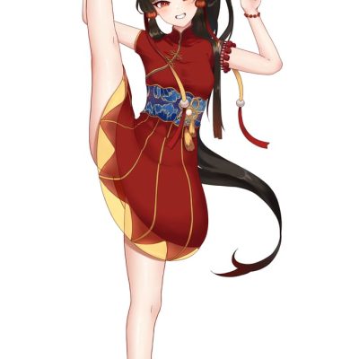 中国风的全开叉旗袍朝天一字马二次元图片