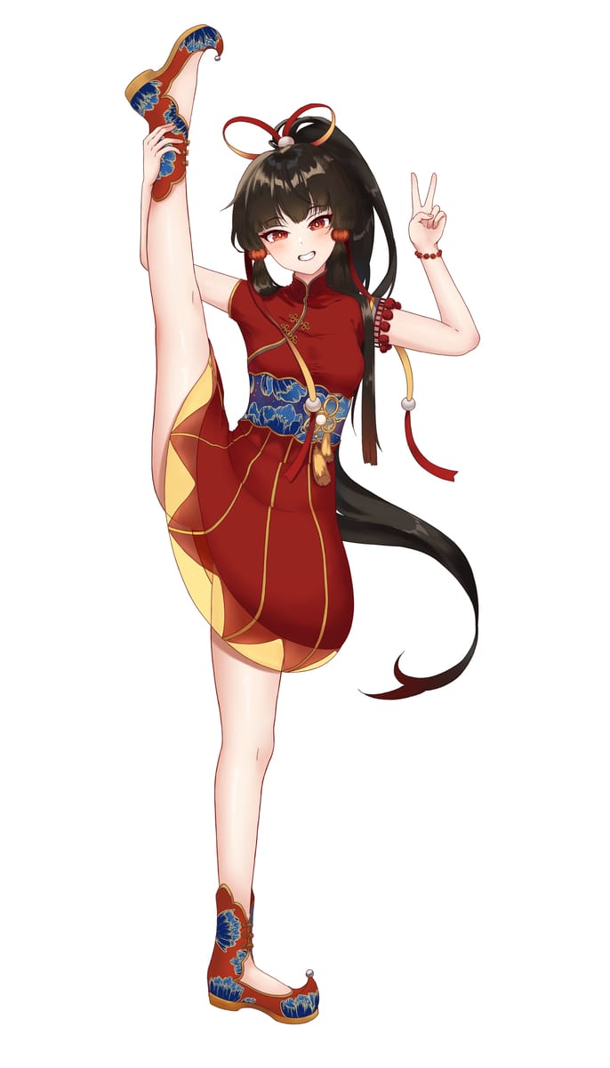 中国风的全开叉旗袍朝天一字马二次元图片_1