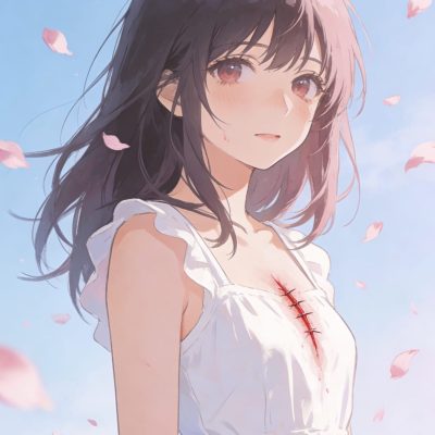 二次元女生胸口被刺伤图片