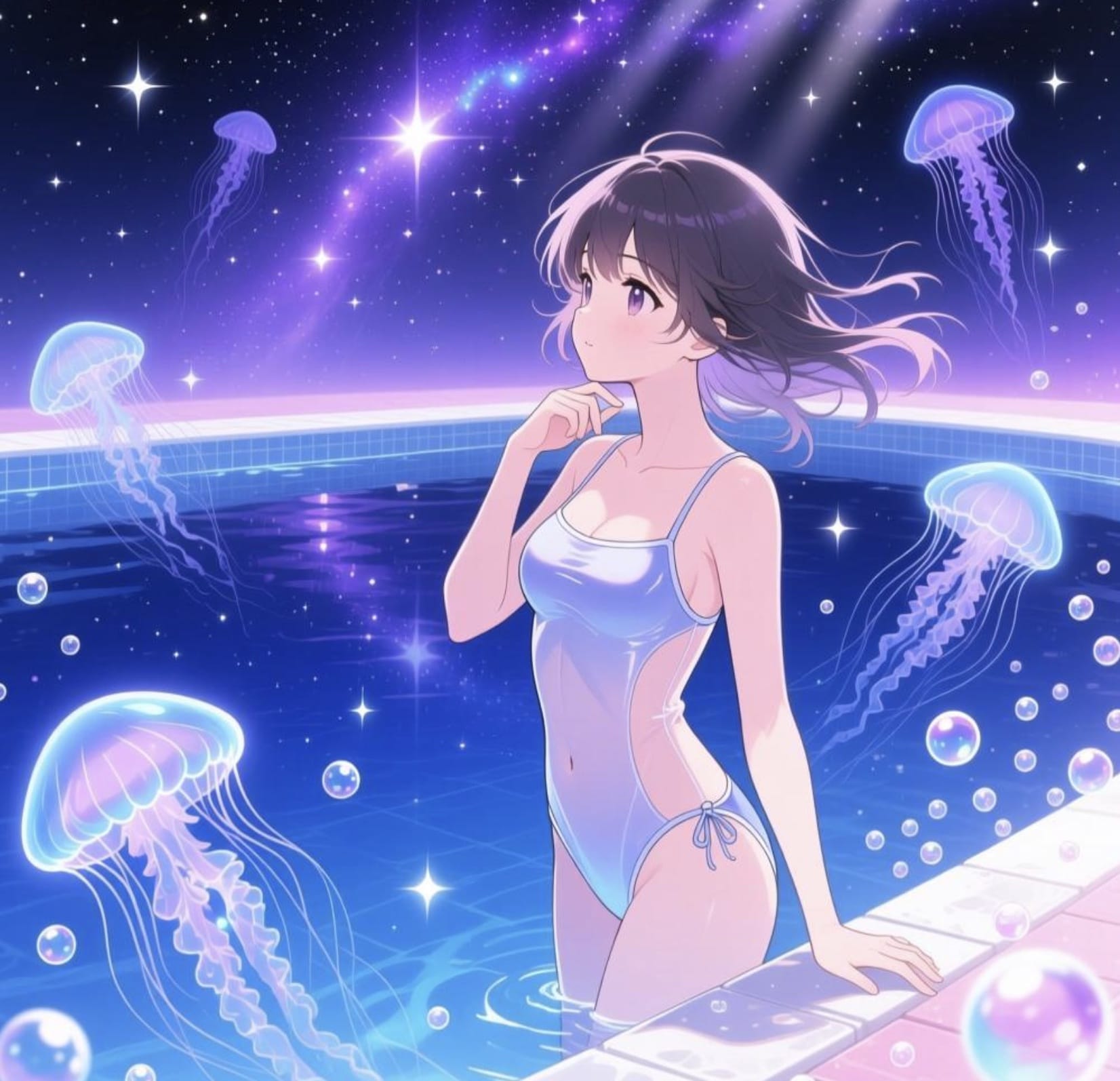 二次元妹子的超薄泳衣内衣连体衣马甲线_3