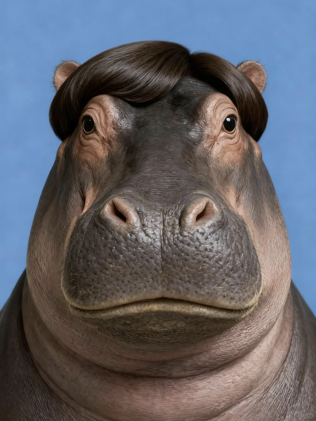 河马搞怪发型自拍照图片_1