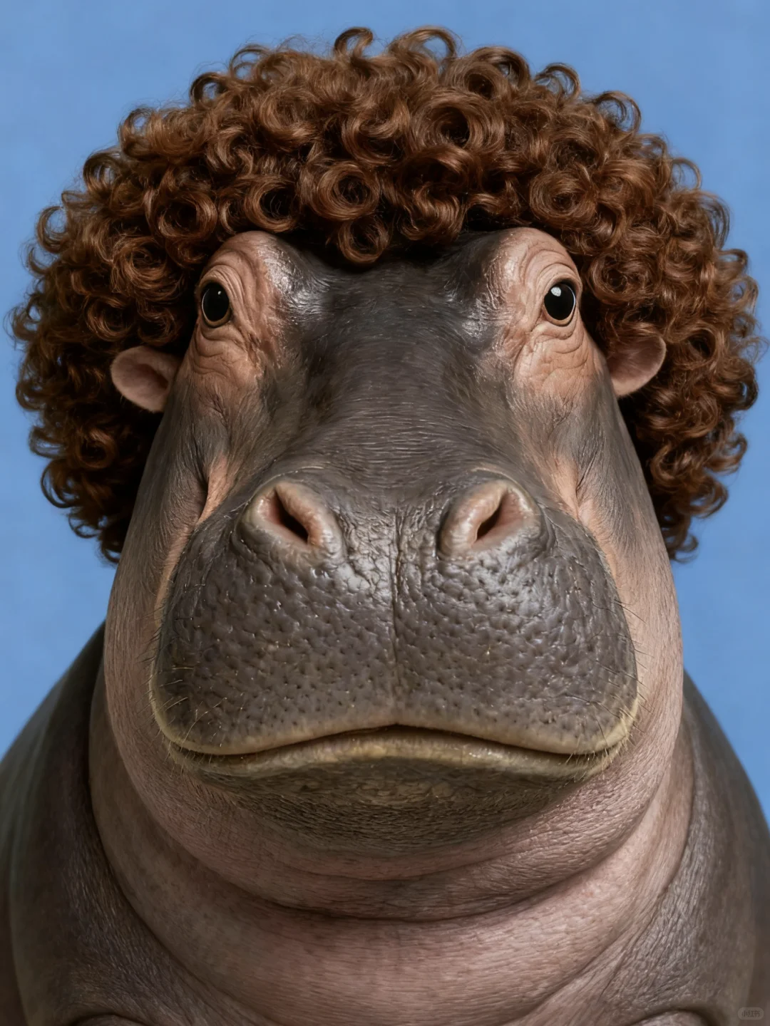 河马搞怪发型自拍照图片_3