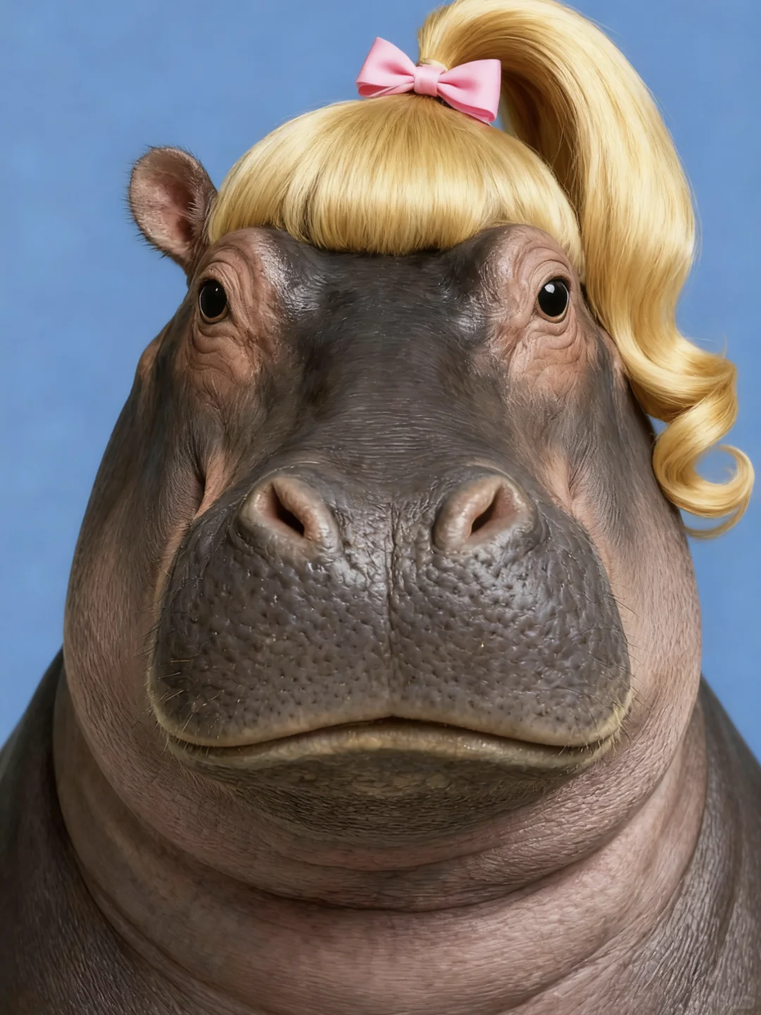 河马搞怪发型自拍照图片_4