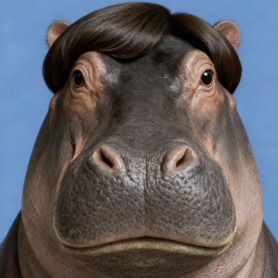 河马搞怪发型自拍照图片